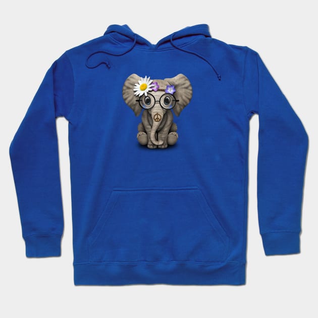 Cute Baby Elephant Hippie Hoodie by jeffbartels